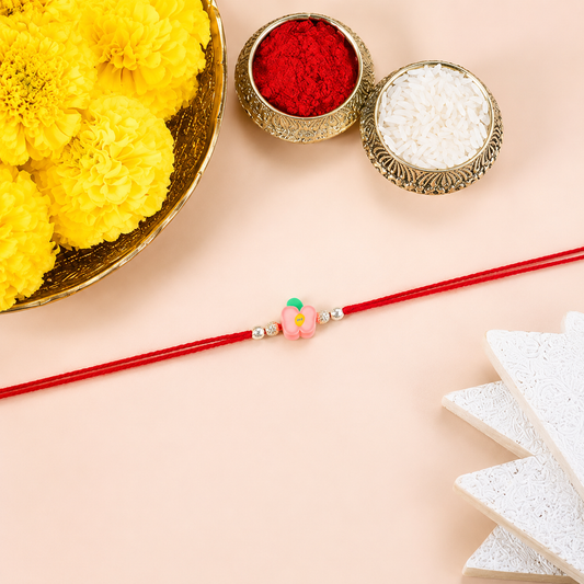 Peach Flower Charm Sparkle Rakhi