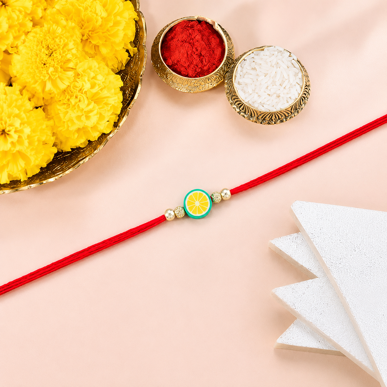 lemon slice charm sparkle rakhi
