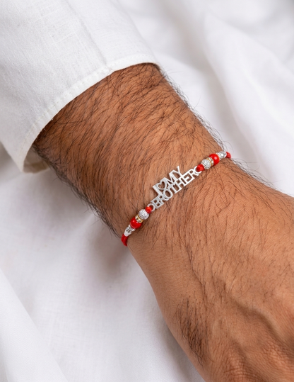 I Love My Brother Silver Charm Rakhi