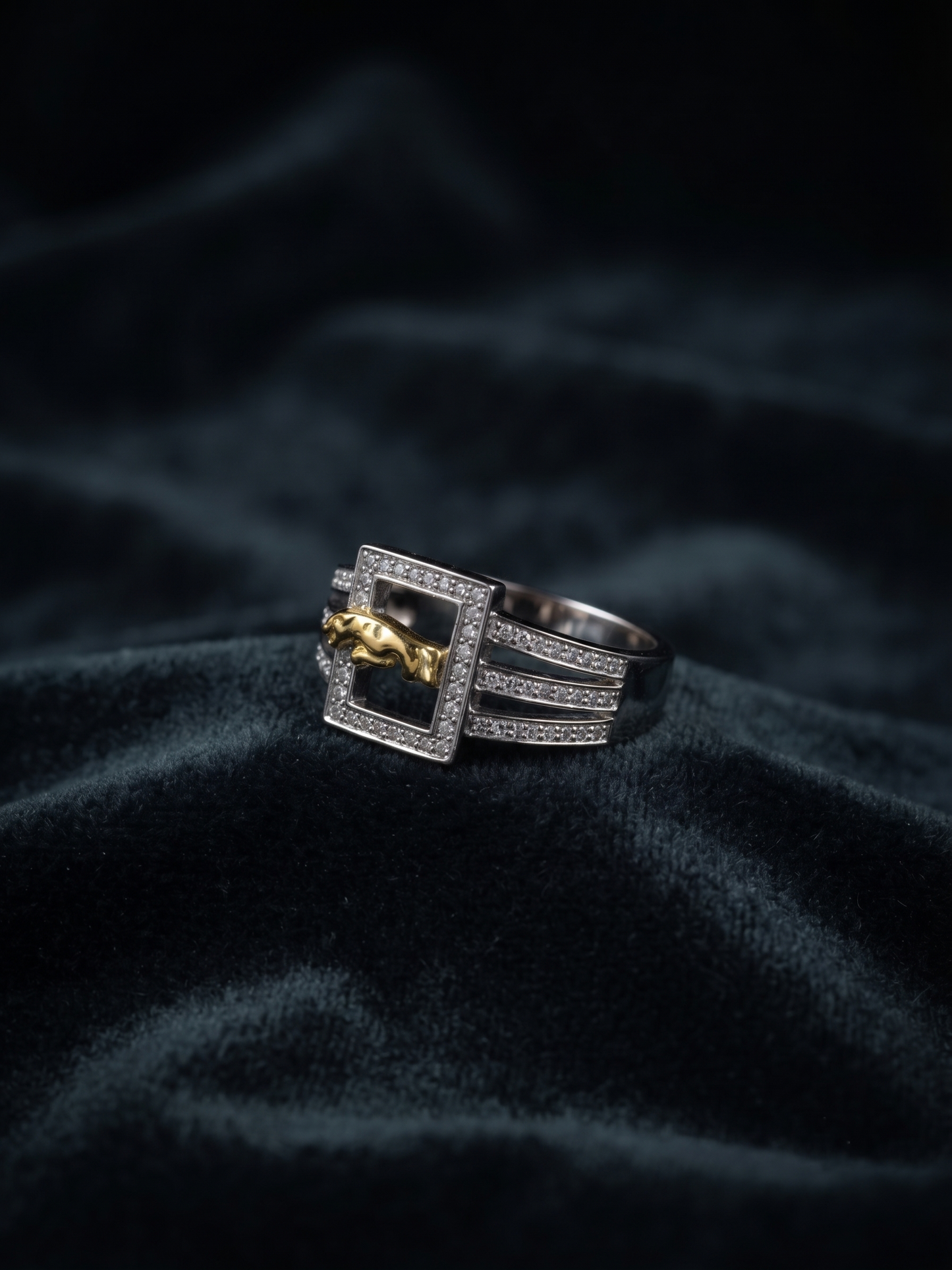 jaguar crest sterling silver statement ring