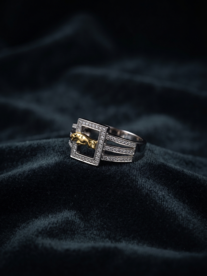 Jaguar Crest Sterling Silver Statement Ring