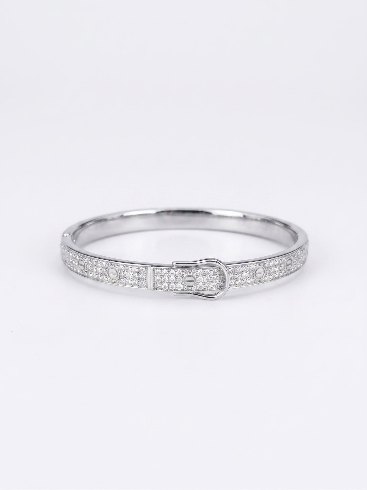 enchanting buckle-design pavé bangle