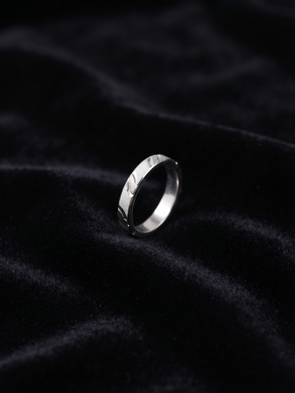 Sleek Dual-Tone Grooved Sterling Silver Band