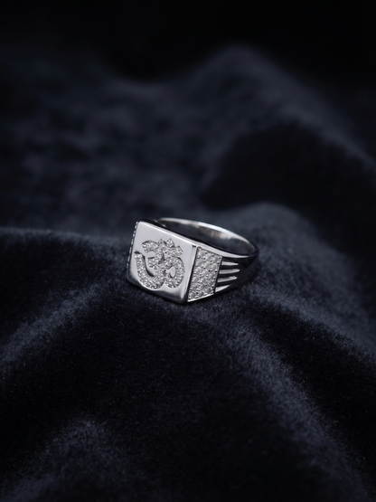 Pavé-Embellished Sacred Om Signet Ring