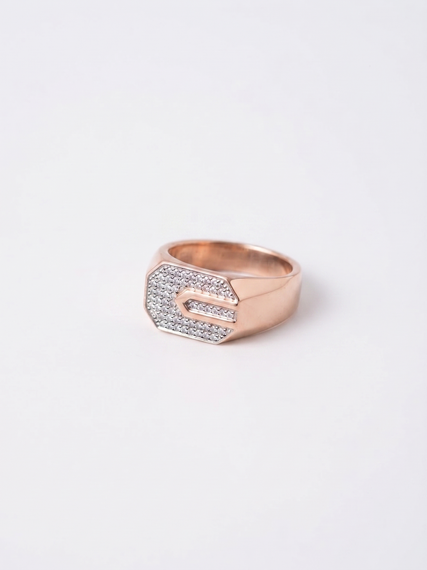 geometric pavé-encrusted sterling silver signet ring