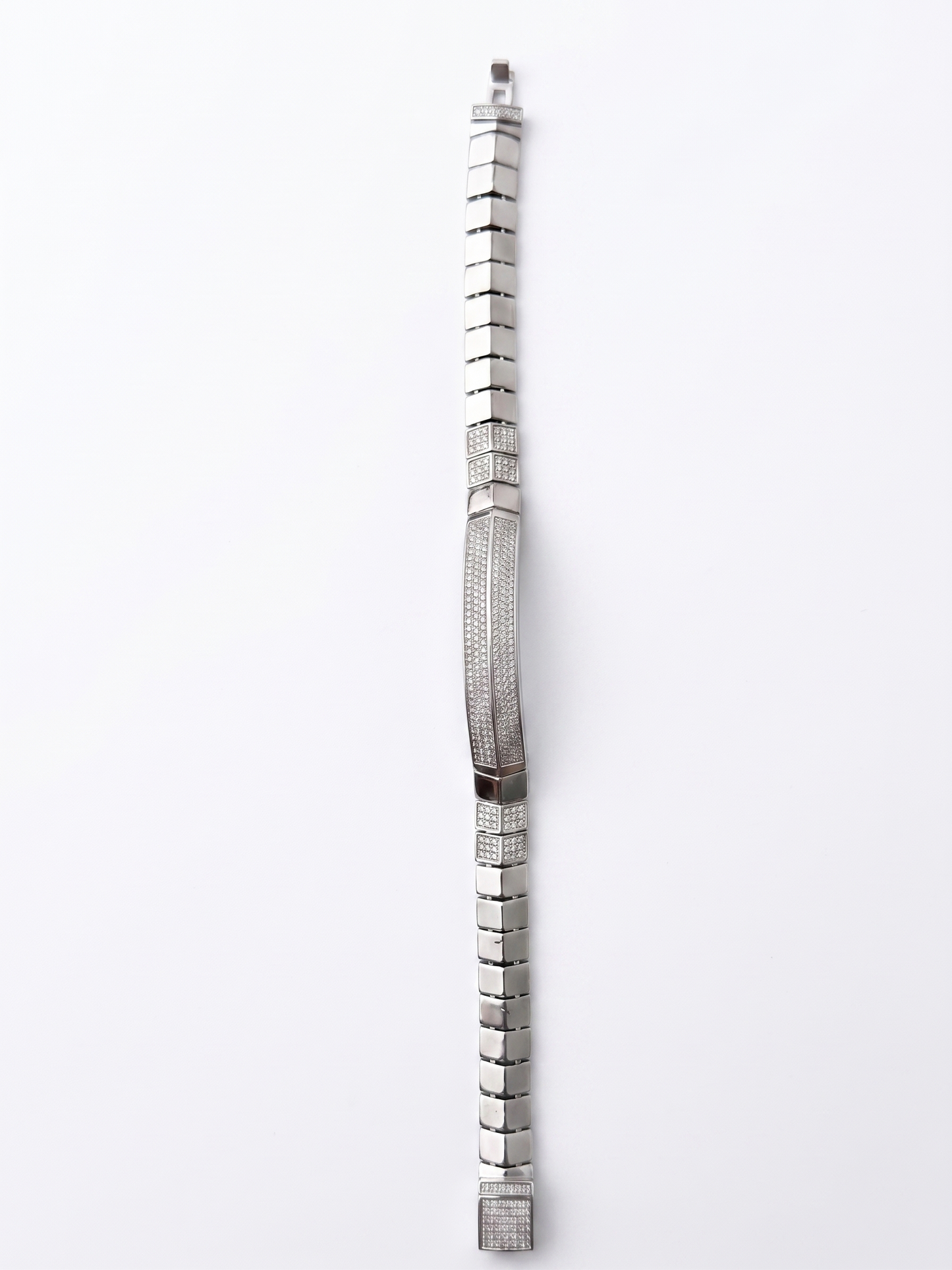 contemporary pavé-stripe link bracelet
