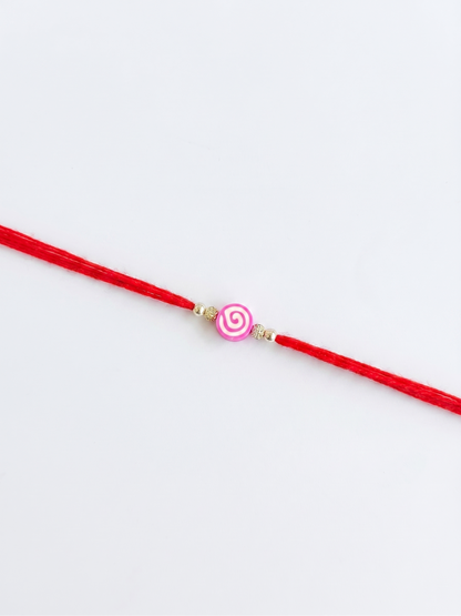 Pink Swirl Lollipop Charm Sparkle Rakhi