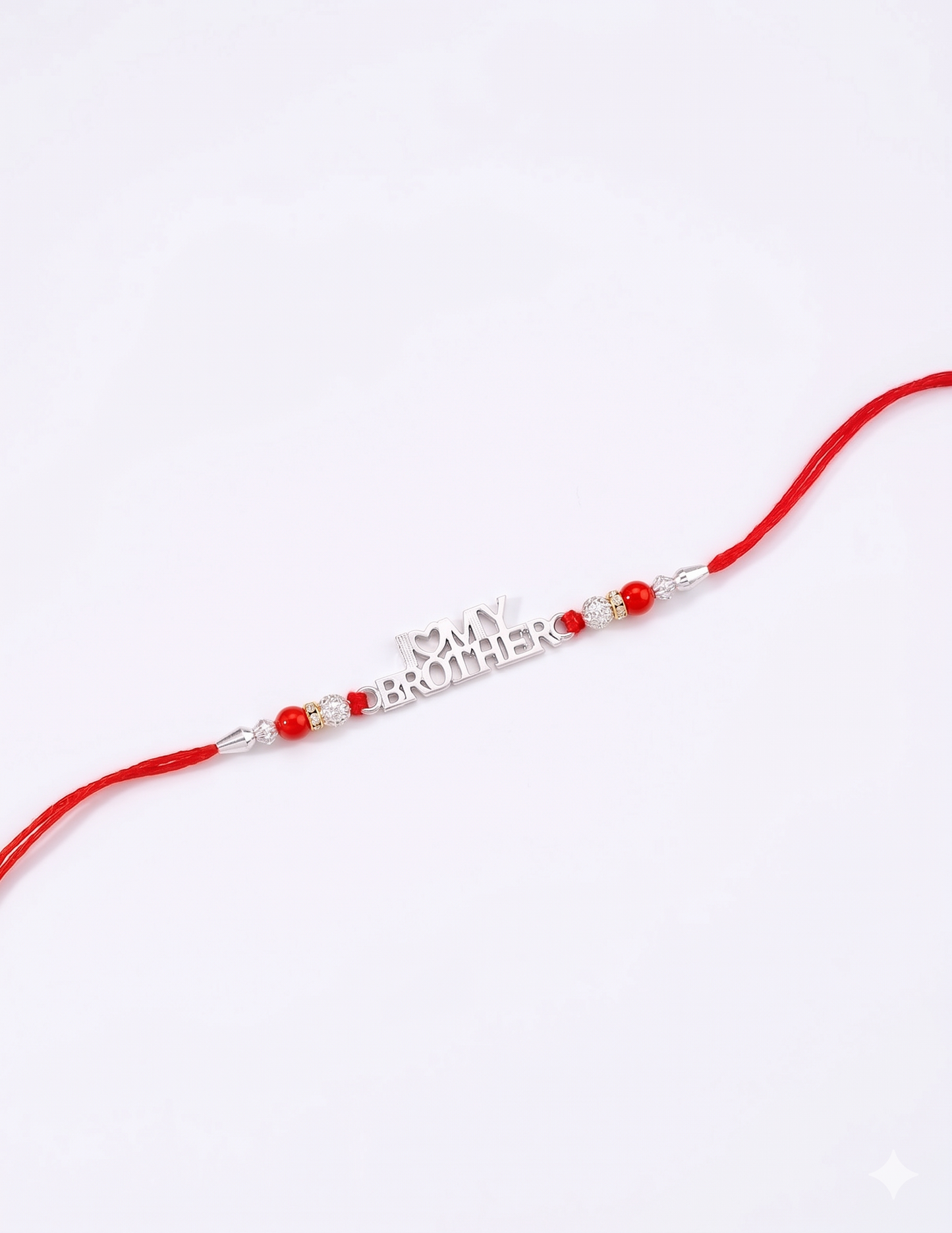divine coin charm red macramé rakhi