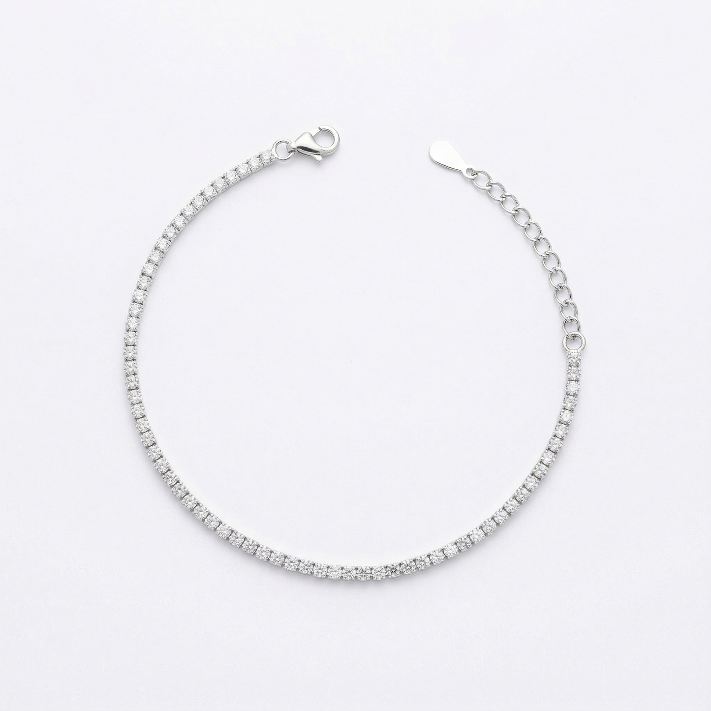 elegant classic tennis bracelet in pure 92.5 sterling silver with sparkling round stones – adjustable fit ✨