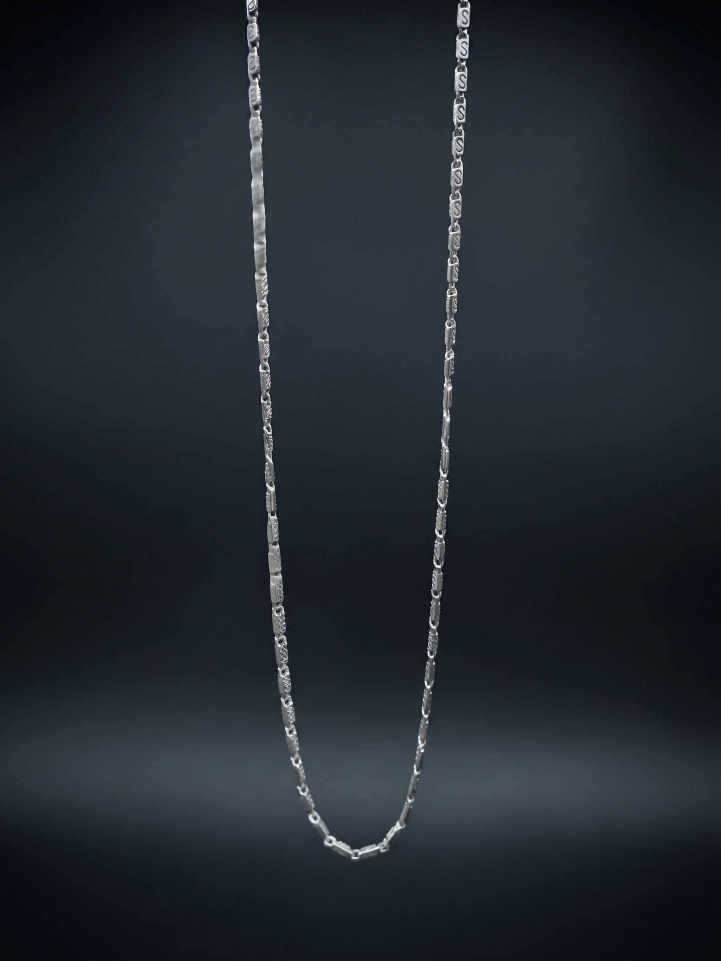 artisan textured link sterling silver chain
