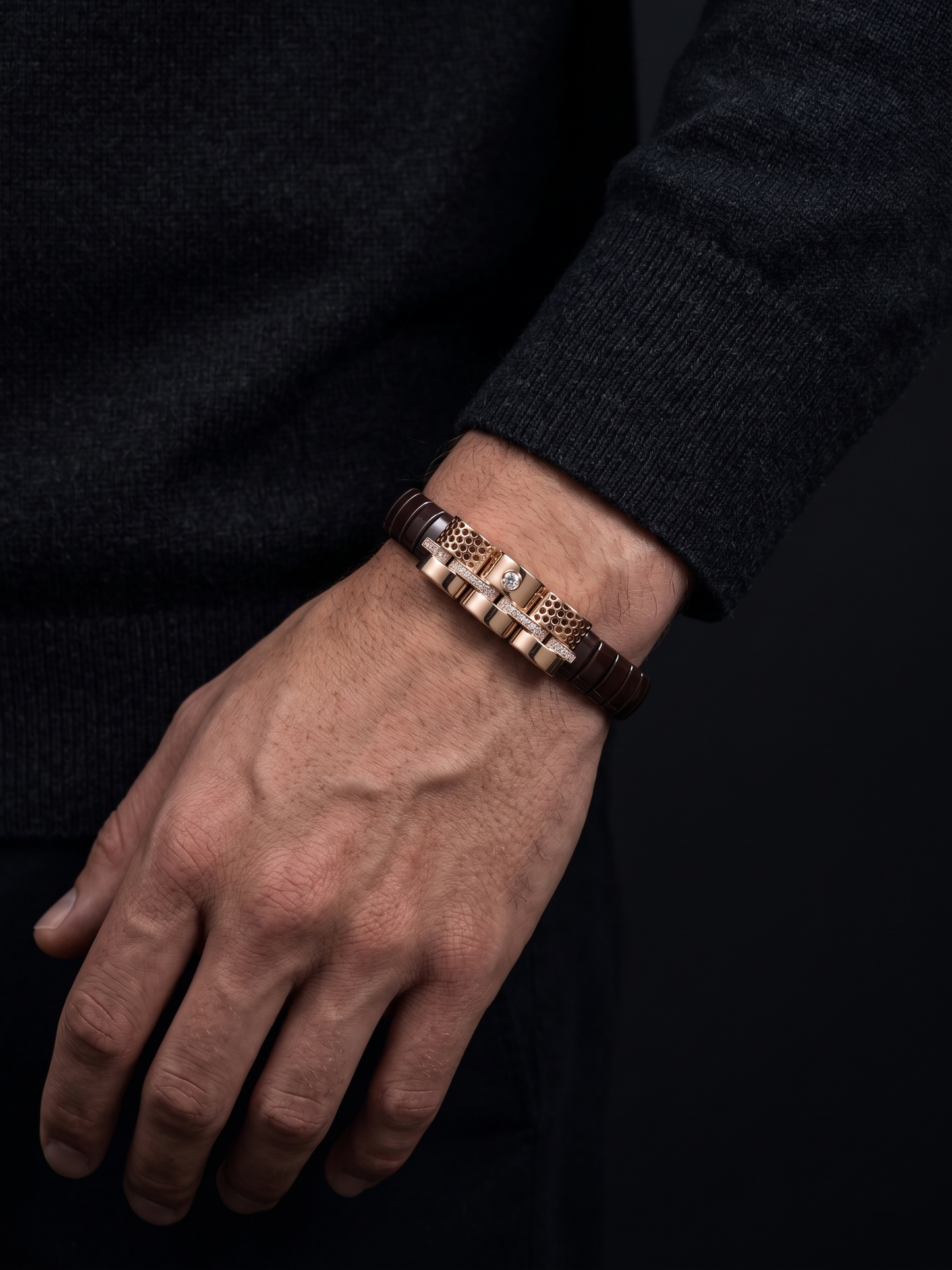 honeycomb-patterned rose gold bracelet