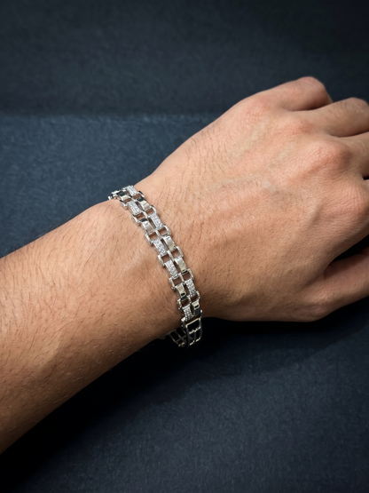 Dual-Row Geometric Link Bracelet