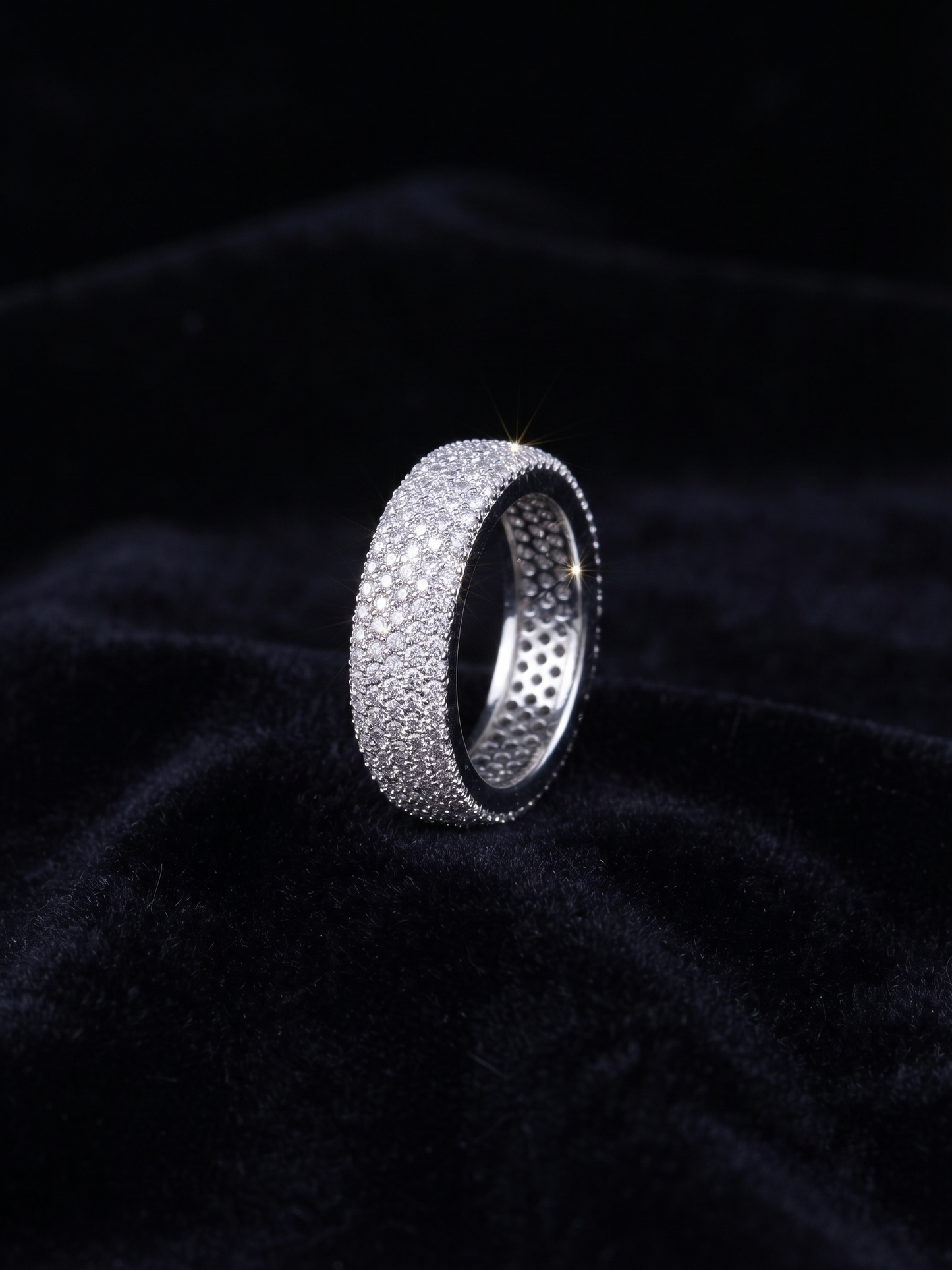 radiant multi-row pavé sterling silver eternity band