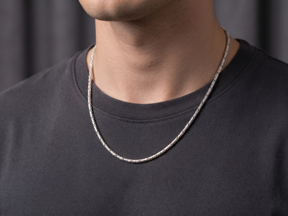 Artisan Etched Sterling Silver Link Chain