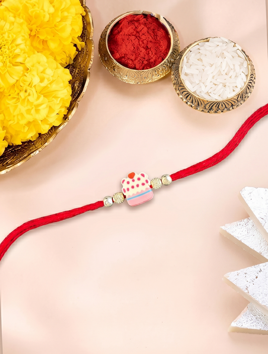 Pink Cupcake Charm Sparkle Rakhi