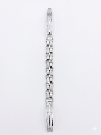 Dual-Row Geometric Link Bracelet