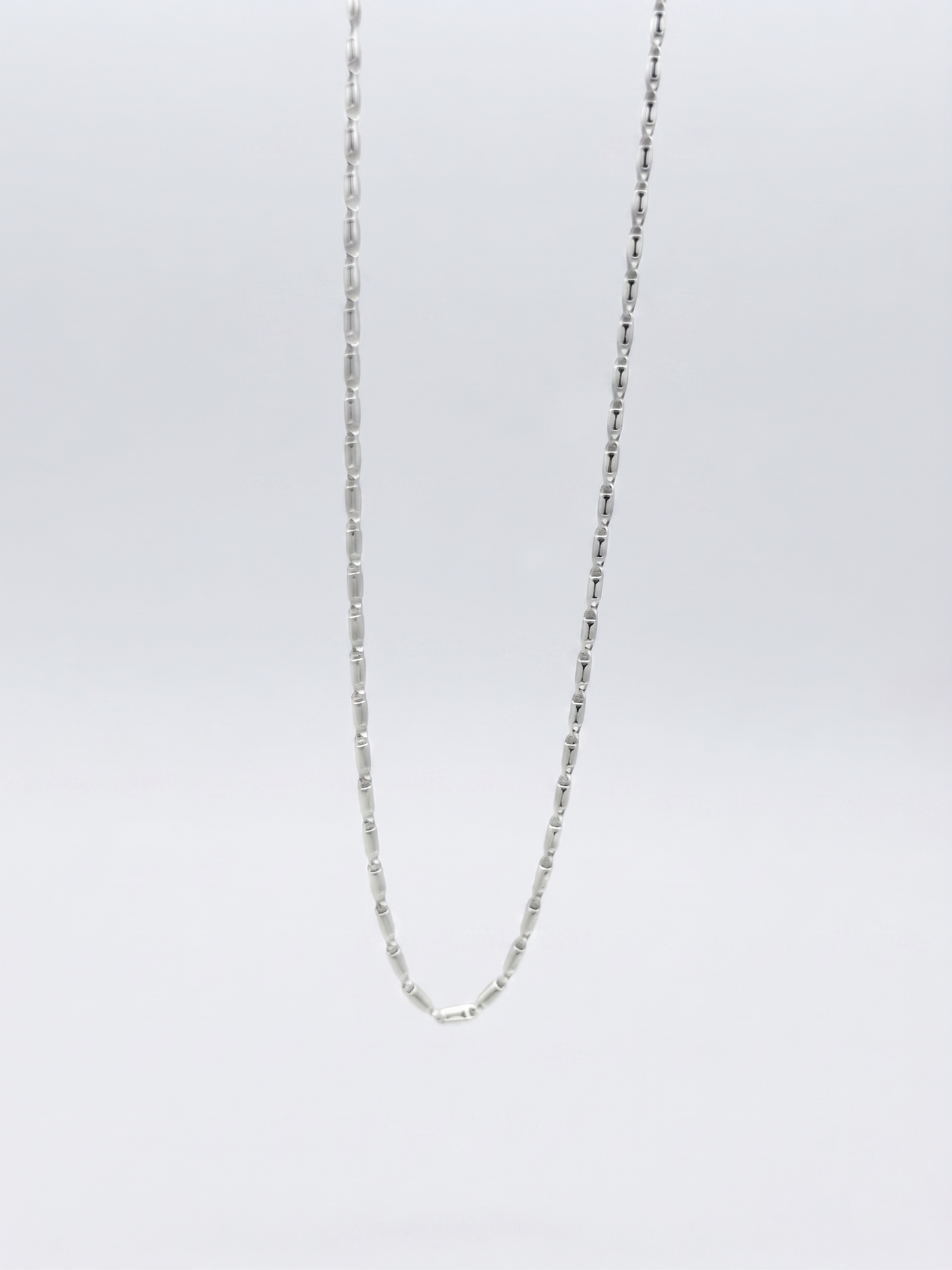 minimalist cylindrical bead sterling silver chain