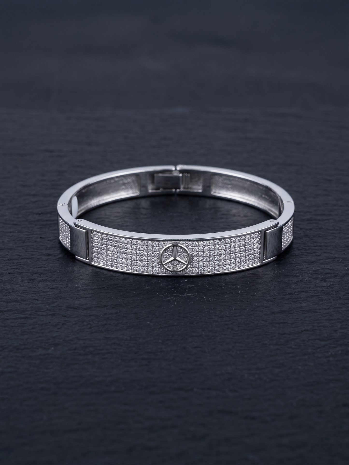 mercedes logo pavé bangle bracelet