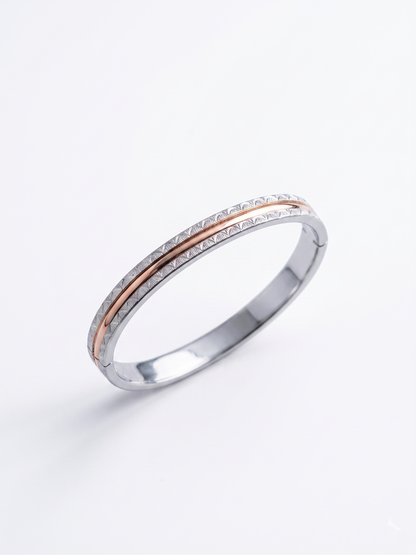 Textured Two-Tone Bangle