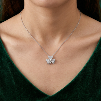 Premium Clover Stone Pendant Chain in 92.5 Sterling Silver