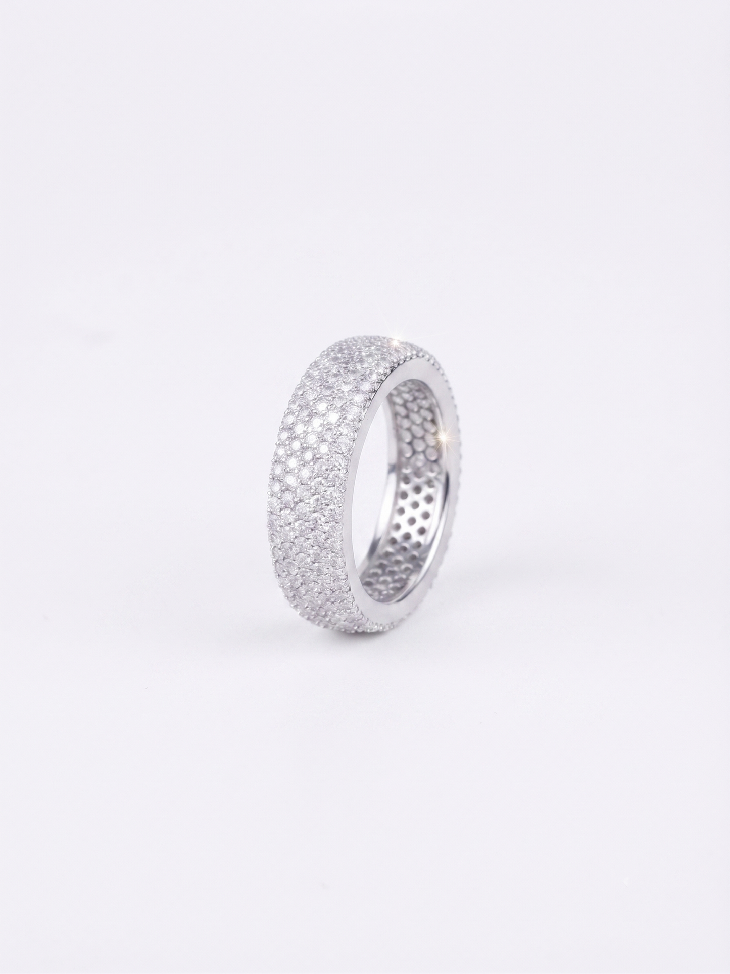 radiant multi-row pavé sterling silver eternity band
