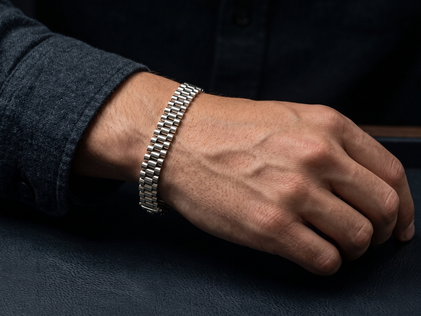 classic presidential link silver bracelet