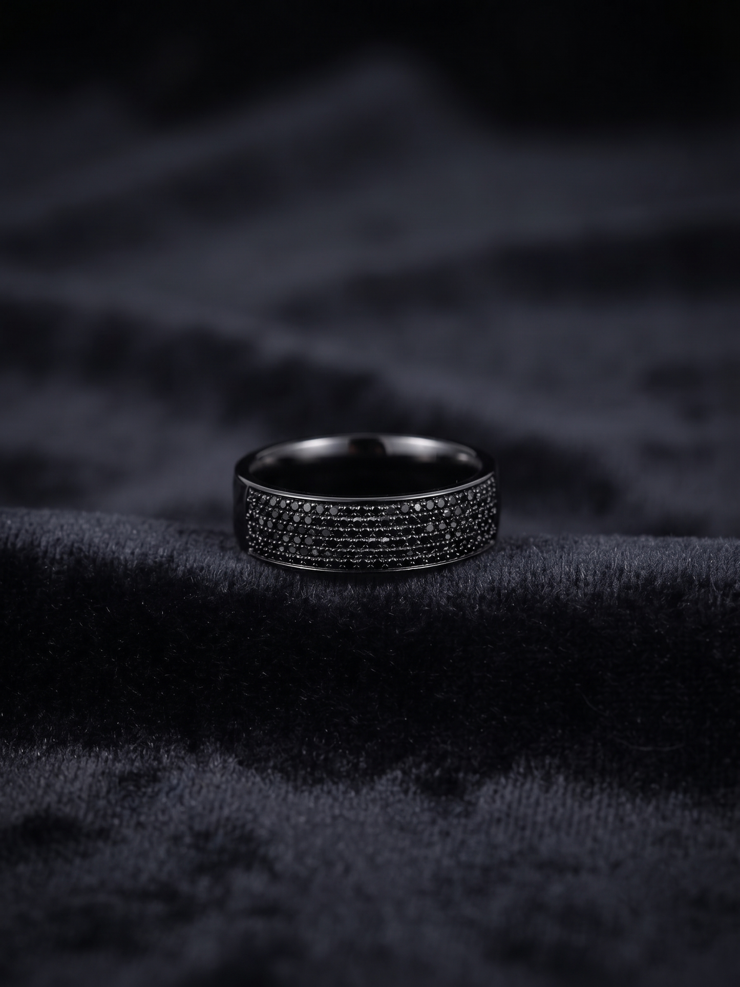 midnight pavé-set black sterling silver band