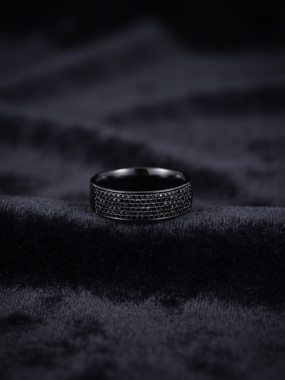Midnight Pavé-Set Black Sterling Silver Band