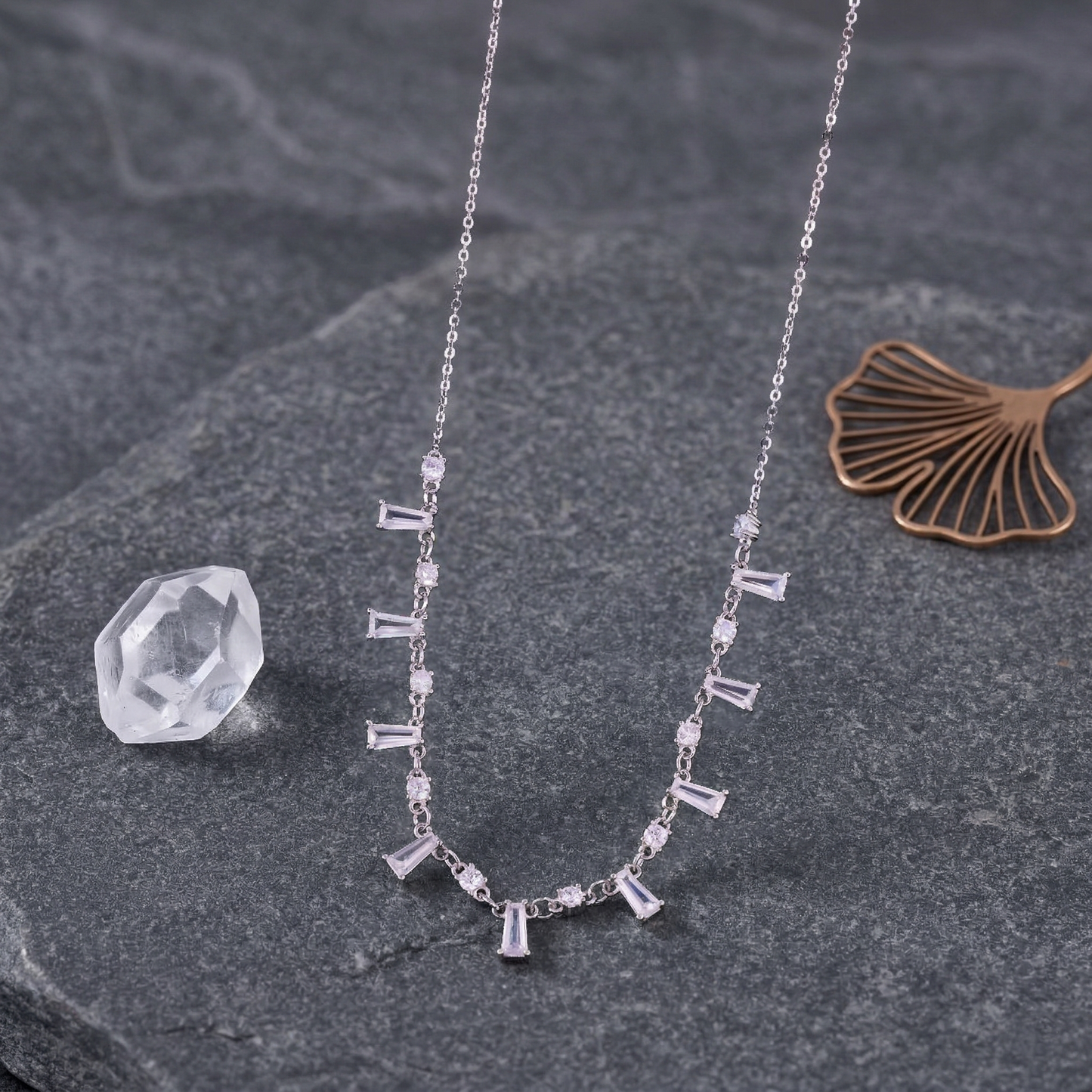 minimalist baguette cz bar pendant chain in 92.5 sterling silver