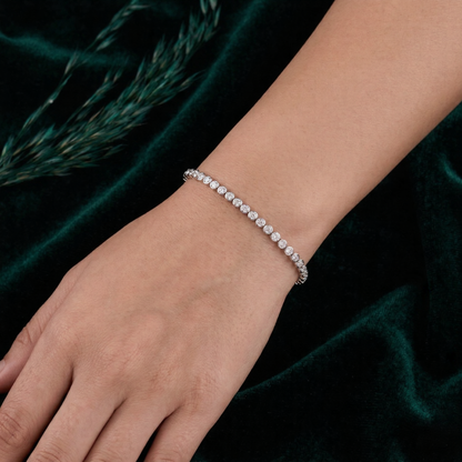 Classic Round Tennis Bracelet in Pure 92.5 Sterling Silver – Secure Box Clasp Closure