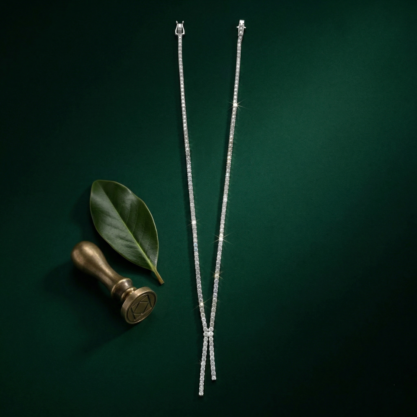elegant double line drop necklace in pure 92.5 sterling silver with sparkling round stones ✨