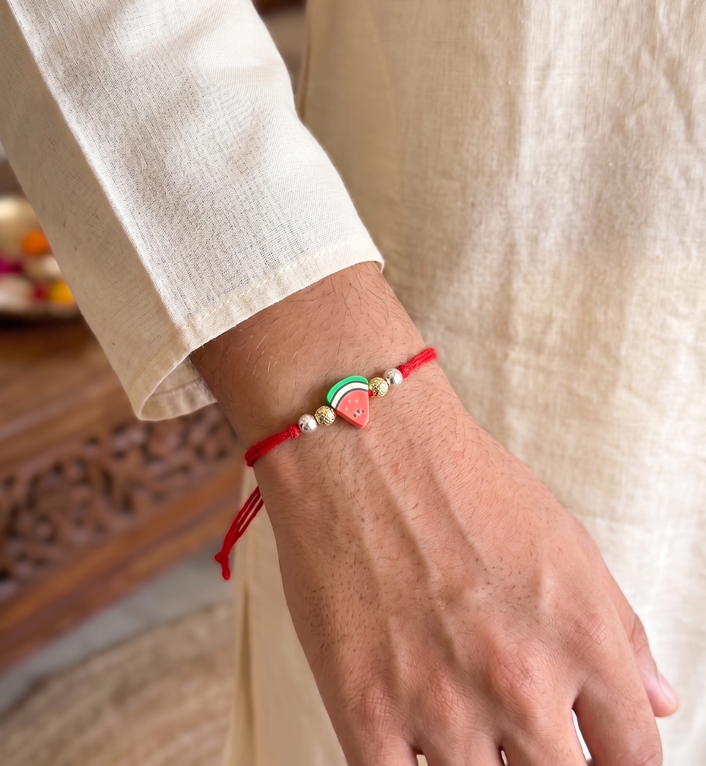 watermelon slice charm sparkle rakhi