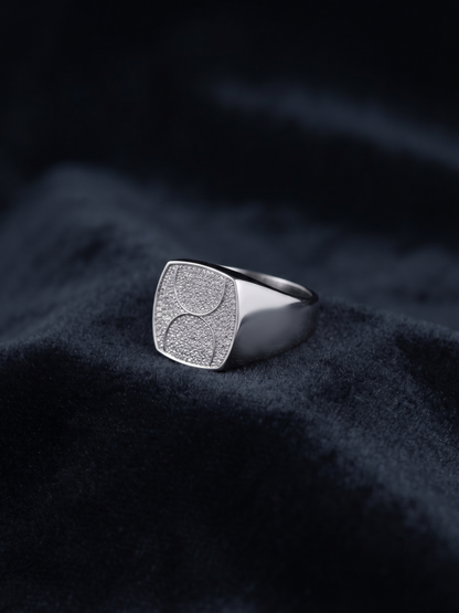 Pavé-Embellished Infinity Sterling Silver Signet Ring