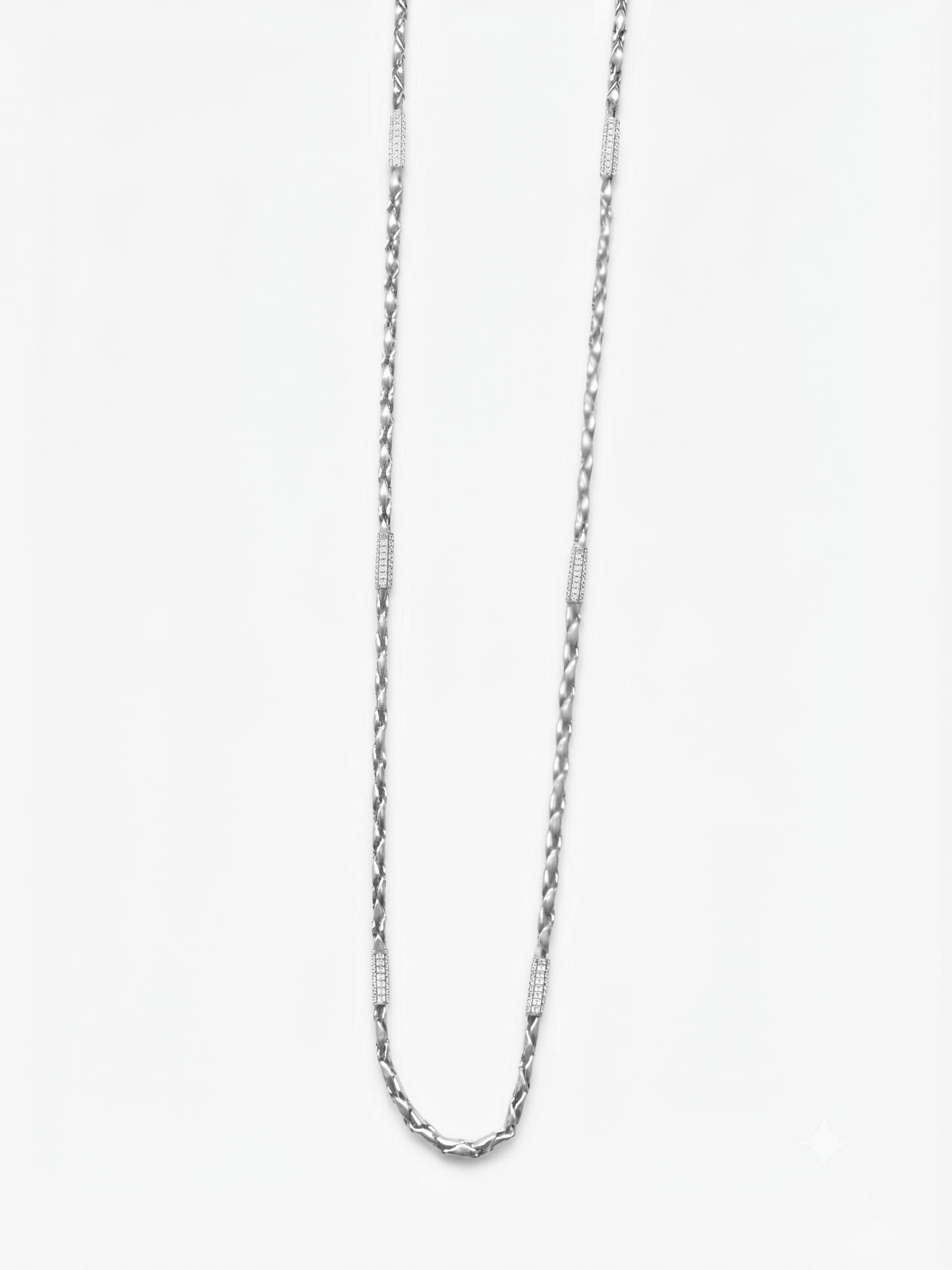 pavé-accented sterling silver link chain