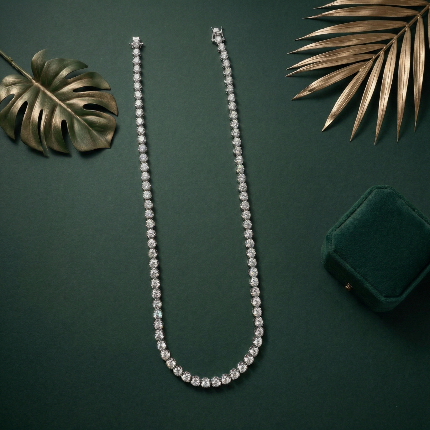 luxury round-cut tennis necklace in pure 92.5 sterling silver with high brilliance finish ✨