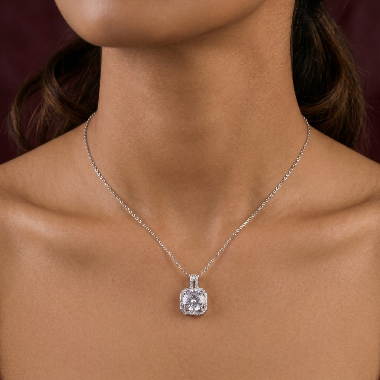 minimalist halo cz pendant necklace in 92.5 sterling silver
