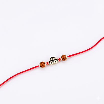 Rudraksha Silver Car Charm Rakhi