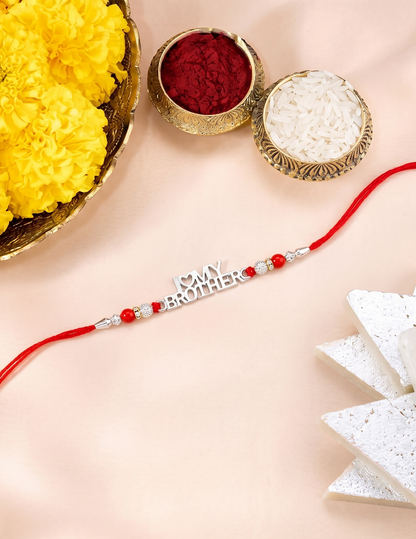 I Love My Brother Silver Charm Rakhi