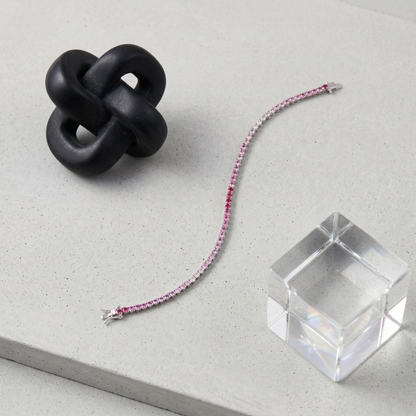 Elegant Pink Gradient Tennis Bracelet in Silver in Pure 92.5 Sterling Silver