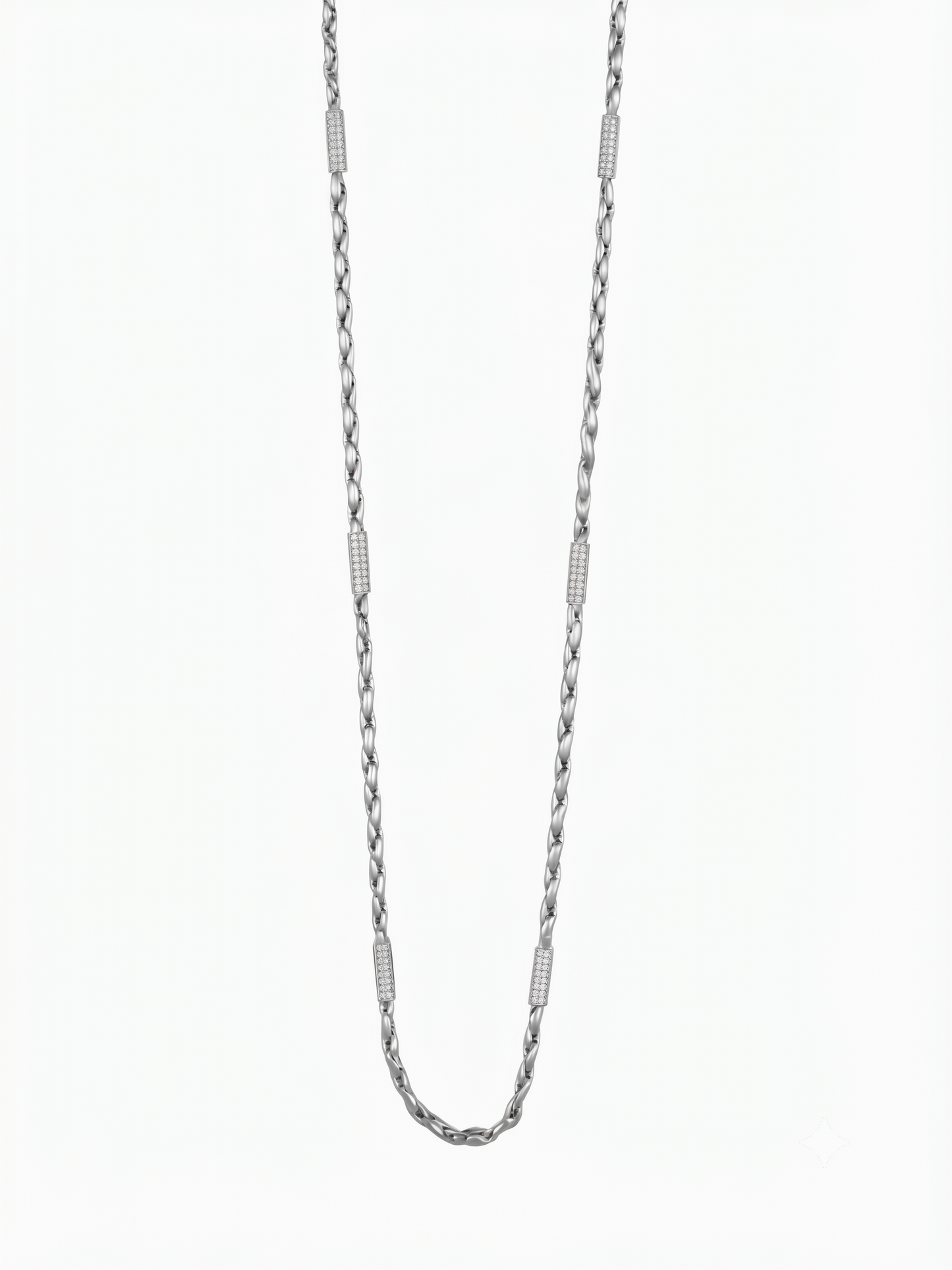 textured bar-link sterling silver chain