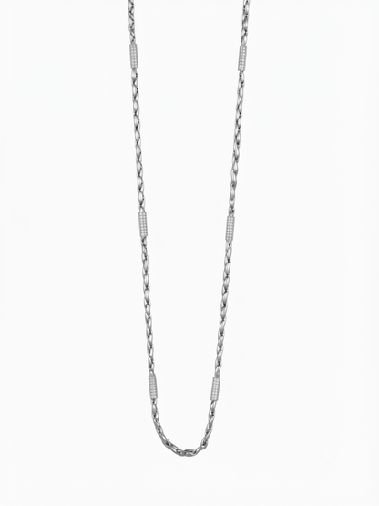 Textured Bar-Link Sterling Silver Chain