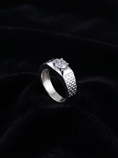 Halo Gra-Certified Moissanite Solitaire Statement Ring