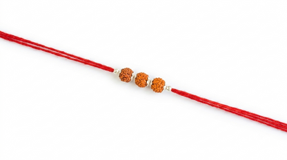 Triple Rudraksha Silver Spacer Rakhi