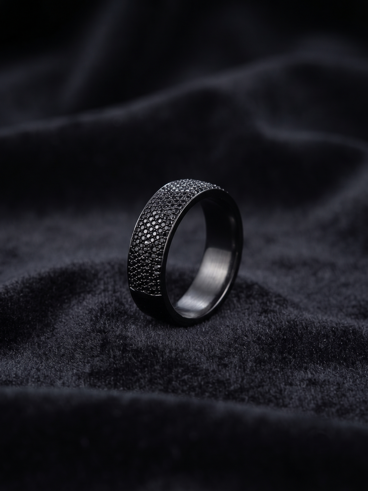 midnight pavé-set black sterling silver band