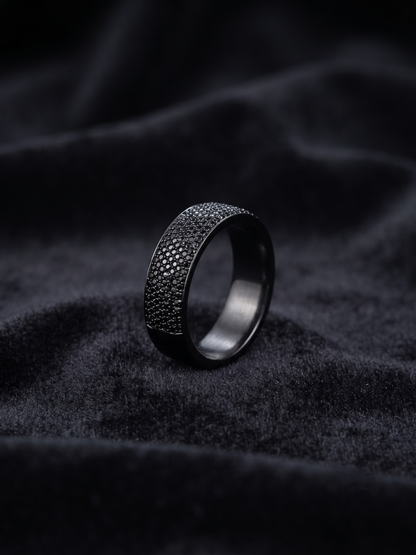 Midnight Pavé-Set Black Sterling Silver Band