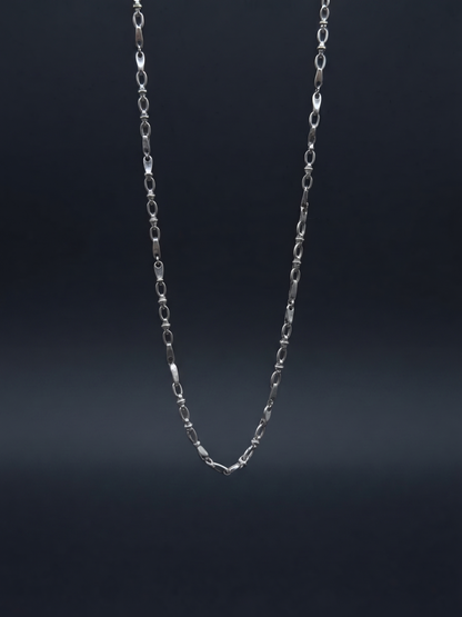 Elegant Geometric Link Sterling Silver Chain