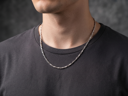 Classic Textured Sterling Silver Chain
