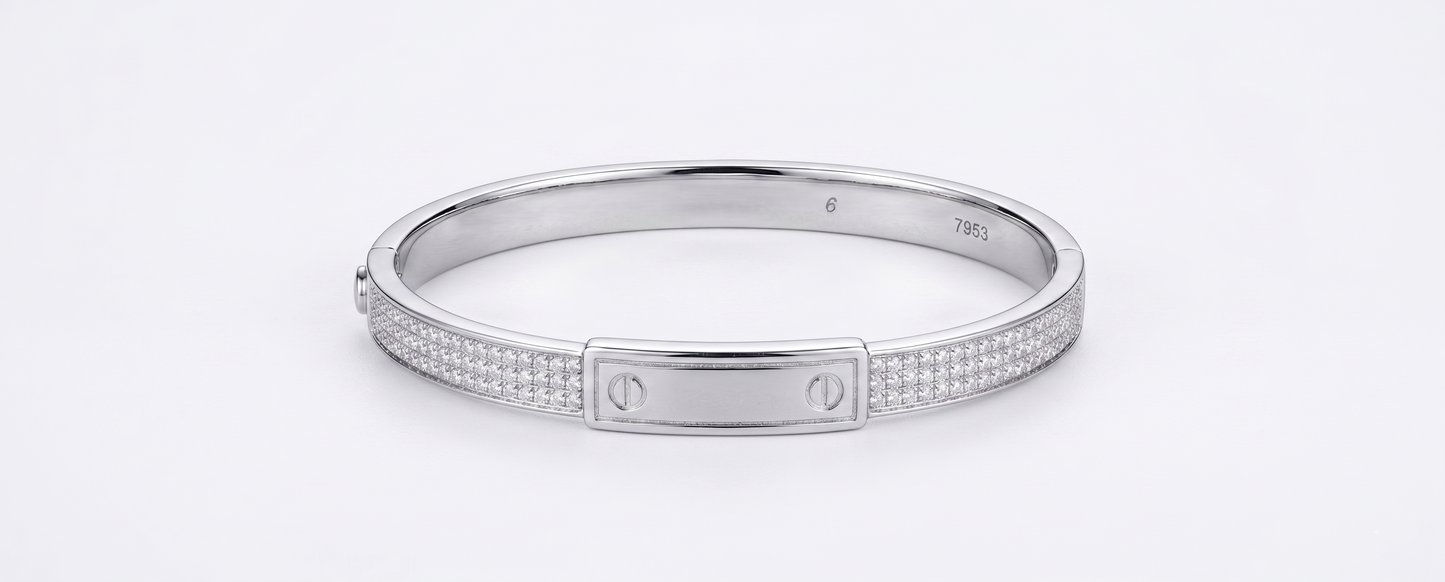 luxe pavé screw-accented bangle
