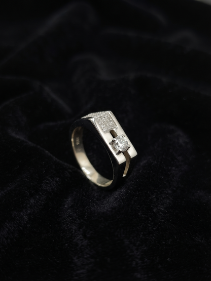 Architectural Solitaire Pavé-Accented Statement Ring