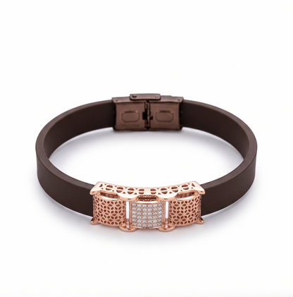 Elegant Rose Gold-Tone Lattice Bangle